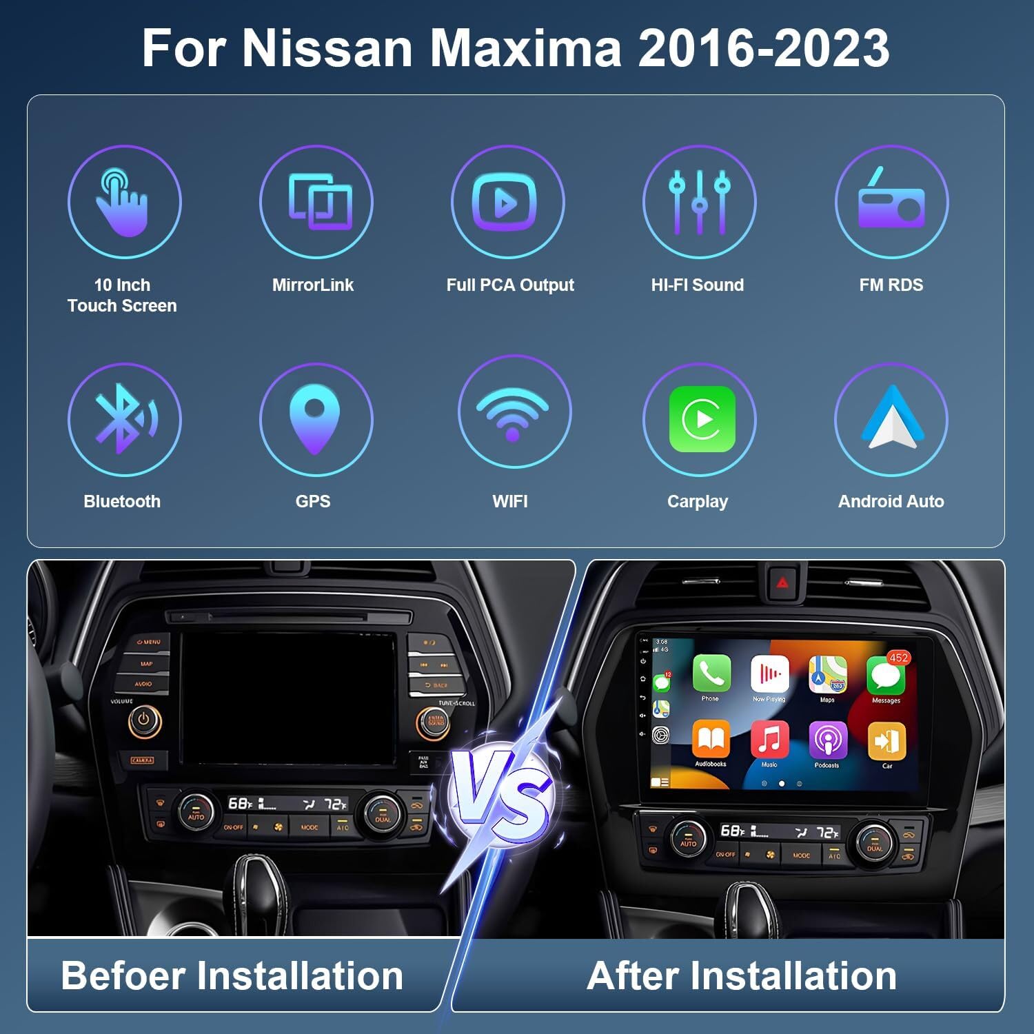 Amazon.com: 8CORE 8+256GB 13 Car Radio Stereo for 2016-2023 Nissan